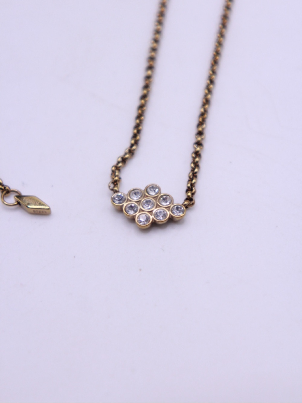 Fossil Gold-Tone Necklace with Clear Crystal Cluster - Picture 2 of 6